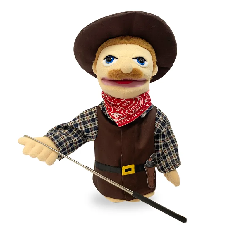 Cowboy Career Hand Puppet - Plush Toy for Kids' Play
