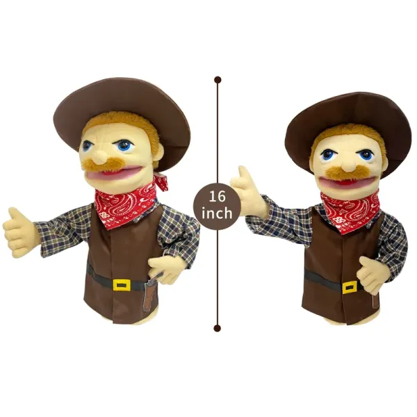 Cowboy Career Hand Puppet - Plush Toy for Kids' Play