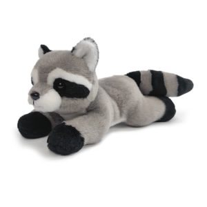 Stuffed animal lying down raccoon plush toy